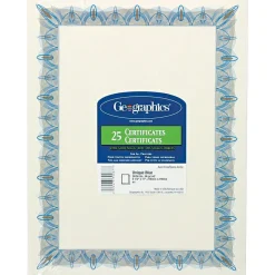 Geographics Achievement Certificates, 8.5" x 11", Blue/White, 25/Pack (GEO39087)