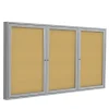 Ghent 4' H x 6' W Enclosed Natural Cork Bulletin Board with Satin Frame, 3 Door (PA34872K)