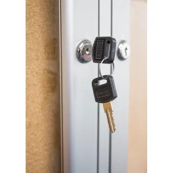 Ghent 4' H x 6' W Enclosed Natural Cork Bulletin Board with Satin Frame, 3 Door (PA34872K)