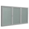 Ghent 4' H x 8' W Enclosed Vinyl Bulletin Board with Satin Frame, 3 Door, Silver (PA34896VX-193)
