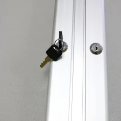 Ghent 4' H x 8' W Enclosed Vinyl Bulletin Board with Satin Frame, 3 Door, Silver (PA34896VX-193)