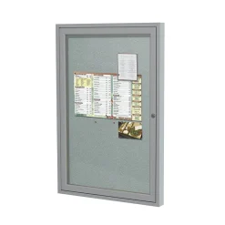 Ghent 3' H x 2' W Enclosed Vinyl Bulletin Board with Satin Frame, 1 Door, Silver (PA13624VX-193)