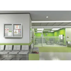 Ghent 3' H x 5' W Enclosed Vinyl Bulletin Board with Satin Frame, 2 Door (PA23660VX-181)