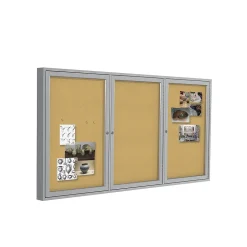 Ghent Cork Enclosed Bulletin Board, Satin Frame, 4'H x 8'W (PA34896K)