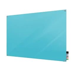 Ghent Harmony 4'H x 8'W Magnetic Glass Whiteboard with Square Corners, Blue (HMYSM48BE)