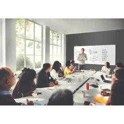 Ghent Harmony 4'H x 8'W Magnetic Glass Whiteboard with Square Corners, White (HMYSM48WH)