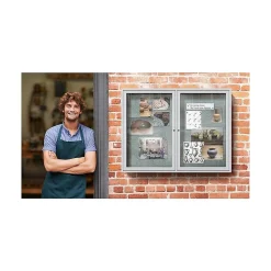 Ghent Vinyl Enclosed Bulletin Board, Satin Frame, 3'H x 4'W (PA23648VX-193)