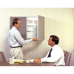 Ghent VisuALL PC Whiteboard Cabinet with Fabric Bulletin Board Exterior Doors, Gray (41302)