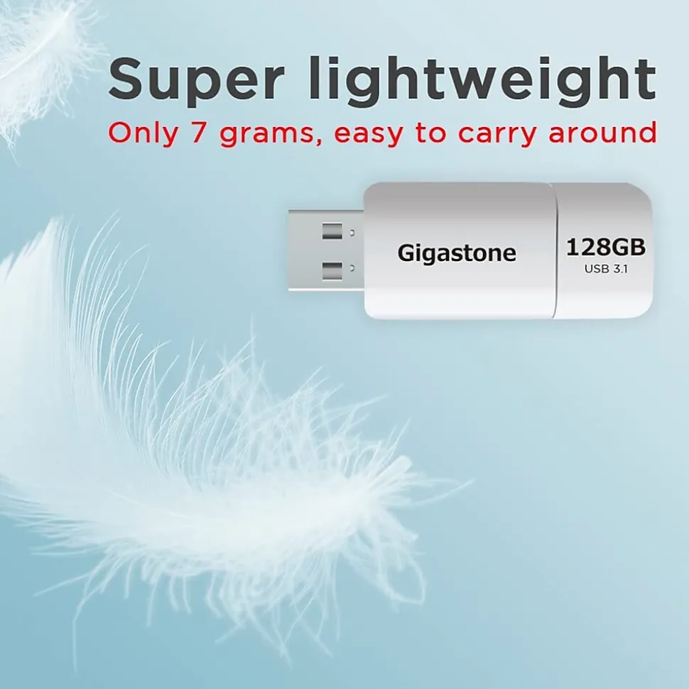 Gigastone 128GB USB 3.1 Type-A Flash Drive, White (GS-U3128GBWH-BC)
