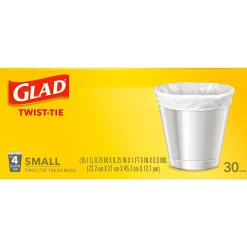 Glad 4 Gallon Kitchen Trash Bags, 30/Box (78817)