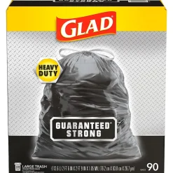 Glad 30 Gallon Large Drawstring Trash Bags, 90/Box (78952)