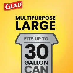 Glad 30 Gallon Large Drawstring Trash Bags, 90/Box (78952)