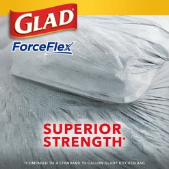 Glad ForceFlex 13-Gallon Scented Kitchen Trash Bag, 0.72 mil, Gain Original, White, 80 Bags/Box (79009)
