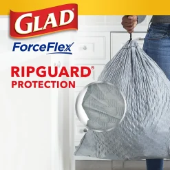 Glad ForceFlex 13-Gallon Scented Kitchen Trash Bag, 0.72 mil, Gain Original, White, 80 Bags/Box (79009)
