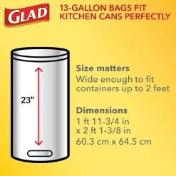 Glad ForceFlex OdorShield 13 Gallon Kitchen Trash Bag, 23.75
