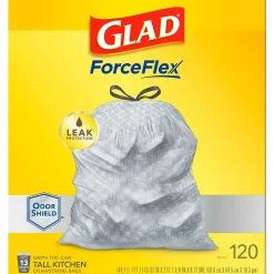 Glad ForceFlex OdorShield 13 Gallon Kitchen Trash Bag, 23.75