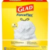 Glad ForceFlex Tall 13 Gallon Kitchen Drawstring Trash Bags, White, 120/Box (78939)