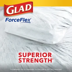Glad ForceFlex Tall 13 Gallon Kitchen Drawstring Trash Bags, White, 120/Box (78939)