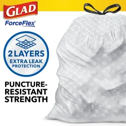 Glad ForceFlex Tall Kitchen Drawstring Trash Bags, 13 Gallon, Fresh Clean scent with Febreze Freshness, 80/Box(78534)