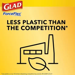 Glad ForceFlex Tall Kitchen Drawstring Trash Bags, 13 Gallon, White, Gain Original scent, 80/Box (78750)