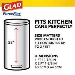 Glad ForceFlex Tall Kitchen Drawstring Trash Bags, 13 Gallon, White, Gain Original scent, 80/Box (78750)