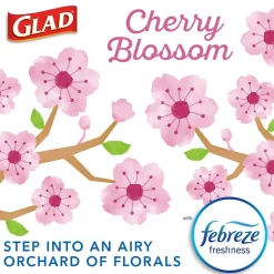 Glad Odorshield 4 Gallon Drawstring Kitchen Trash Bag, Febreeze Cherry Blossom, Pink, 34 Bags/Box (79274)
