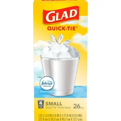 Glad OdorShield 4 Gallon Kitchen Trash Bags,Fresh Clean, 26/Box (78812)