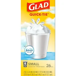 Glad OdorShield 4 Gallon Kitchen Trash Bags,Fresh Clean, 26/Box (78812)