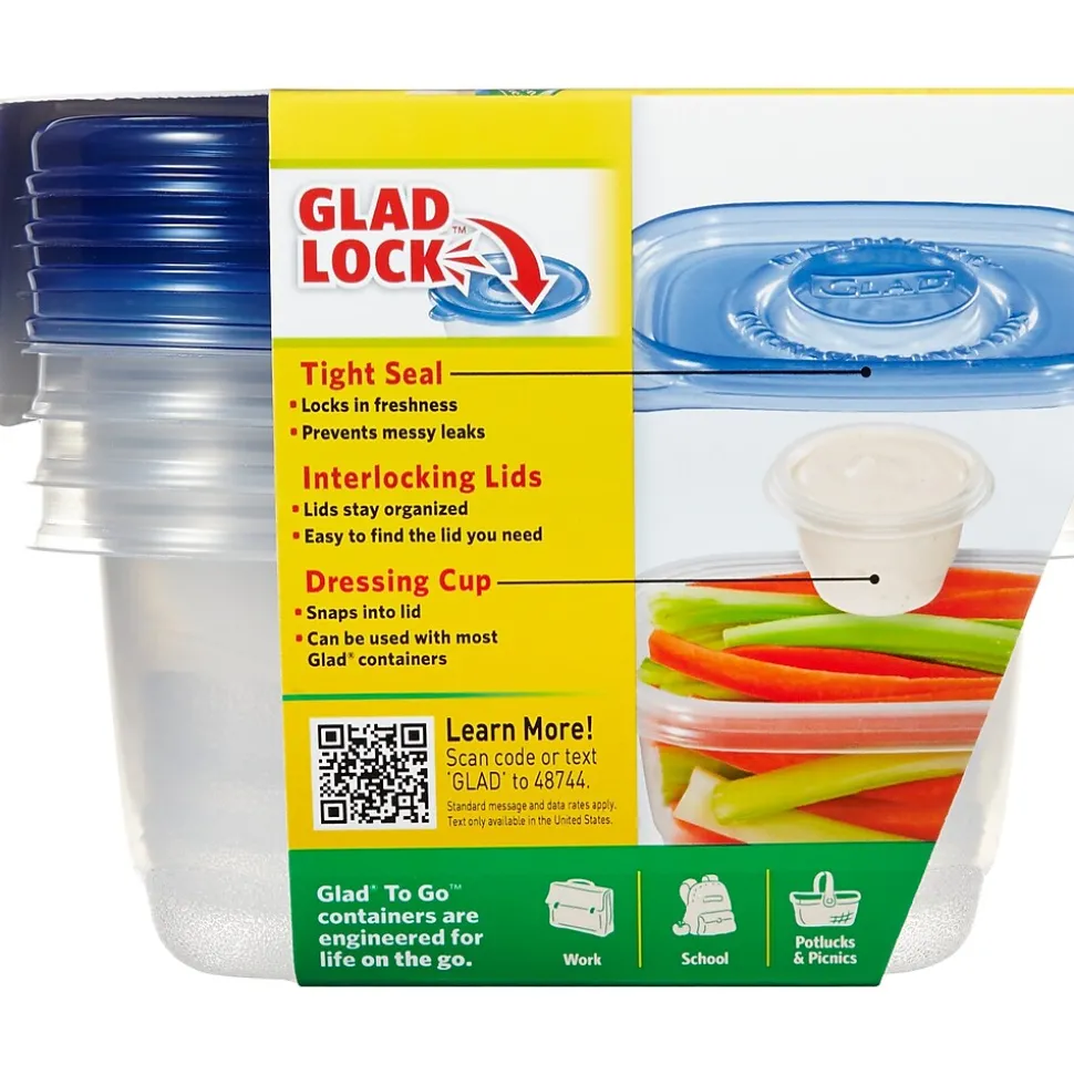 Glad® To Go Lunch Containers, 32 Oz., 4/Pack (78404)