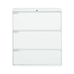 Global 9300 Plus Series 3-Drawer Lateral File Cabinet, Locking, Letter/Legal, Designer White, 36" (TD9336P3F1HDWT)