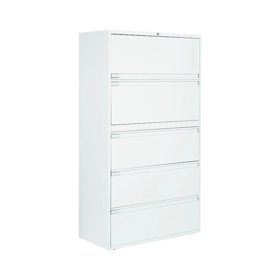 Global 9300 Plus Series 5-Drawer Lateral File Cabinet, Locking, Letter/Legal, Designer White, 36" (TD9336P5F1HDWT)