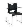 Global Duet Polypropylene Office Stacking Chairs, Asphalt Night, 4/Carton (TD6620CHBLK)
