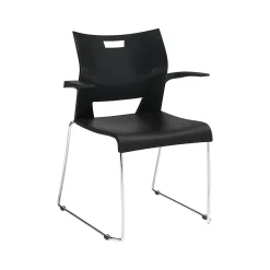 Global Duet Polypropylene Office Stacking Chairs, Asphalt Night, 4/Carton (TD6620CHBLK)