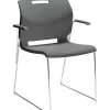 Global Popcorn 6710 Polypropylene Stack Chair with Arms, Shadow, 4/Pack (TD6710-PLT)