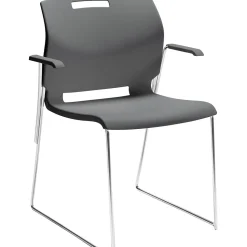 Global Popcorn 6710 Polypropylene Stack Chair with Arms, Shadow, 4/Pack (TD6710-PLT)