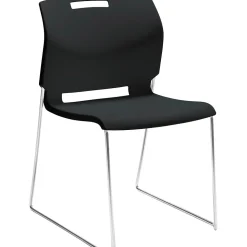 Global Popcorn Plastic Stack Chair without Arms, Asphalt Black, 4/Ct (TD6711-BLK)