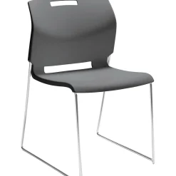 Global Popcorn Plastic Stack Chair without Arms, Platinum,, 4/Ct (TD6711-PLT)