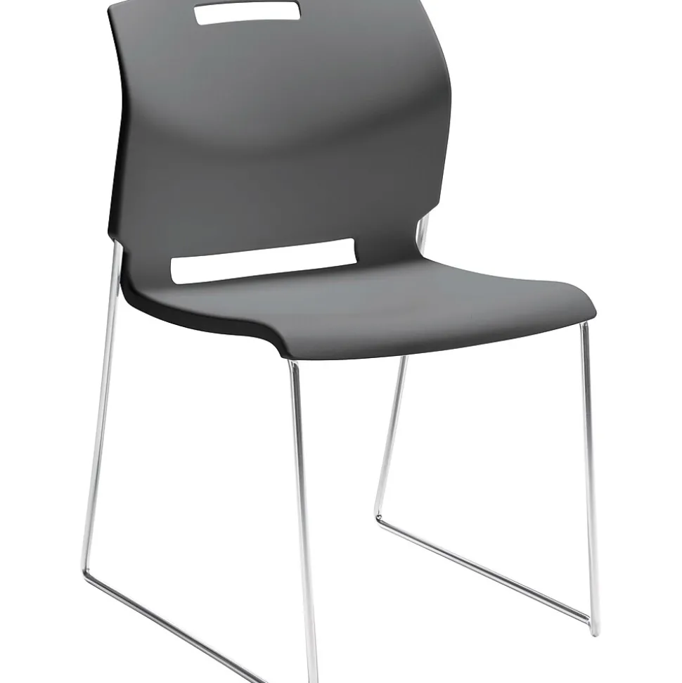Global Popcorn Plastic Stack Chair without Arms, Platinum,, 4/Ct (TD6711-PLT)