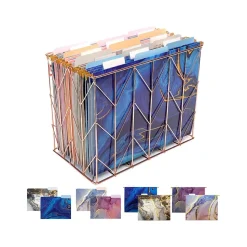 Global Printed Products Deluxe Designer Marble Hanging File Folder Kit, 1/3-Cut Tab, Letter Size, Assorted Colors