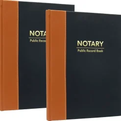 Global Printed Products Notary Public Record Book, 8.5" x 11", Black/Tan (GPP-0094-A)