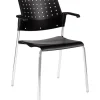 Global Sonic Plastic All-Purpose Stackable Guest Chairs with Arms, Black, 2/Ct (6513CH-BK/BK)