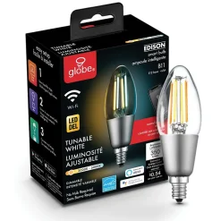 Globe Electric B11-Shape E12-Base Wi-Fi Tunable Edison-Style 40-Watt-Replacement Smart Candelabra LED Bulb, White (34918)