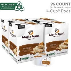 Gloria Jean's Coffees Hazelnut Coffee, Keurig K-Cup Pod, Medium Roast, 96/Carton (60051-052CT)