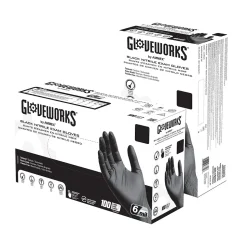 Gloveworks GWBEN Nitrile Exam Gloves, 2X-Large, Black, 100/Box, 10 Boxes/Carton (GWBEN49100XX)