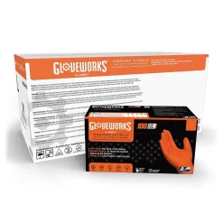 Gloveworks GWON Nitrile Gloves, XX-Large, Orange, 100/Box, 10 Boxes/Carton (GWON49100XX)