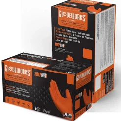 Gloveworks GWON Nitrile Gloves, XX-Large, Orange, 100/Box, 10 Boxes/Carton (GWON49100XX)