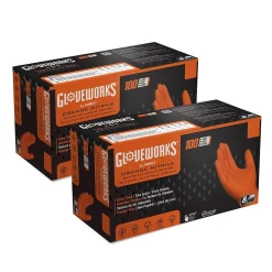 Gloveworks GWON Nitrile Gloves, XX-Large, Orange, 100/Box, 10 Boxes/Carton (GWON49100XX)