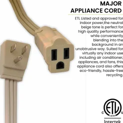 GoGreen Power 14/3 3' Appliance Cord, Beige, 3/Pack (GG-25603)