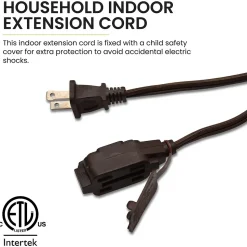 GoGreen Power 12' Extension Cord, 3-Outlet, 16 AWG, Brown (GG-24812-3)