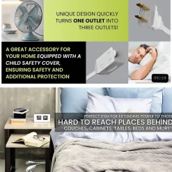 GoGreen Power 12' Extension Cord, 3-Outlet, 16 AWG, White (GG-24712-3)